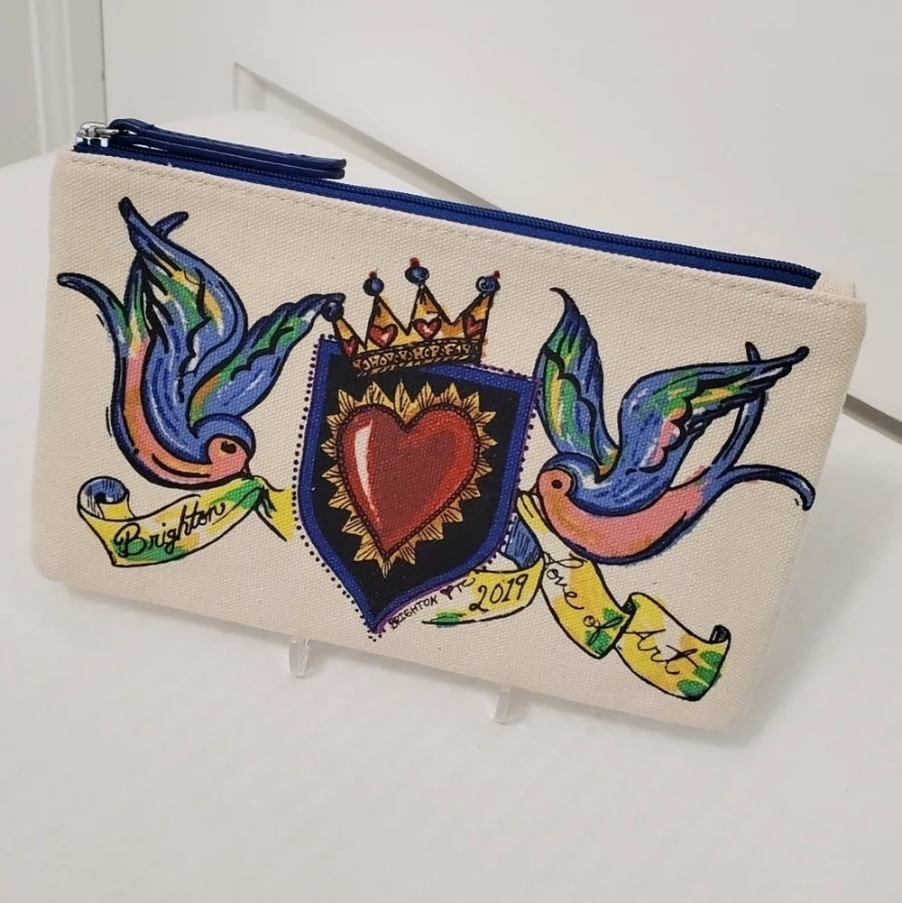 BRIGHTON 2019 Love Of Art Canvas Multi-Color Zipper Pouch/Cosmetic Bag